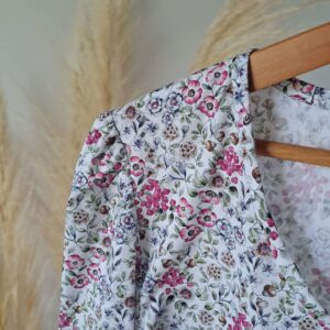 Blouse Femme Violette Col rondmanches froncées tendance chic bohème romantique