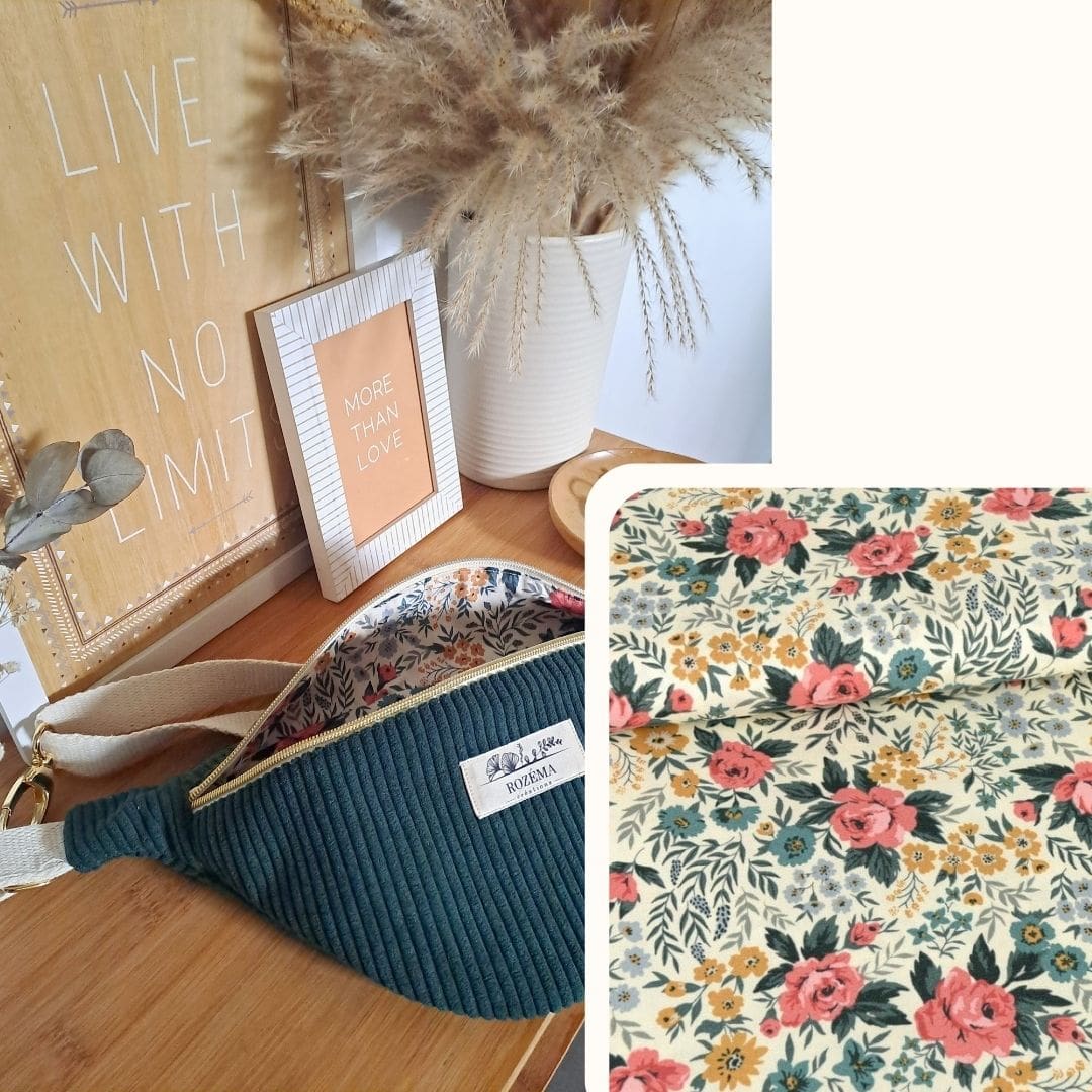 Sac banane Femme Velours Côtelé Vert foret- Tendance Mode bohème