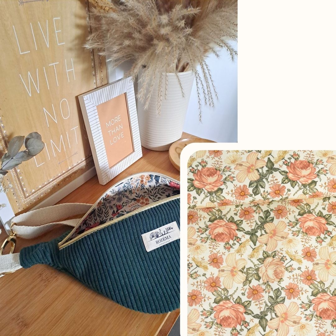 Sac banane Femme Velours Côtelé Vert foret- Tendance Mode bohème