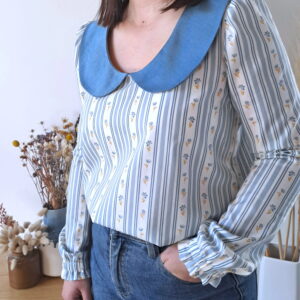 Collection Bord de mer - blouse avec Col claudine Femme fleuri rayé