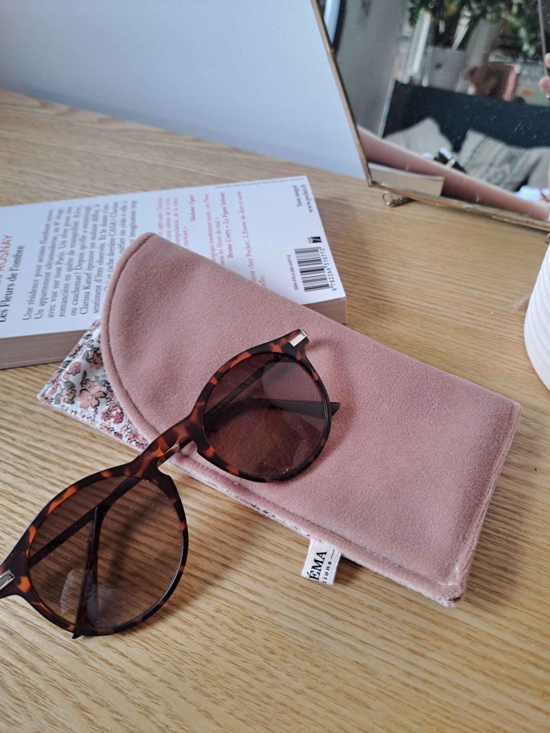Étui à lunettes – Rose poudré fleuri